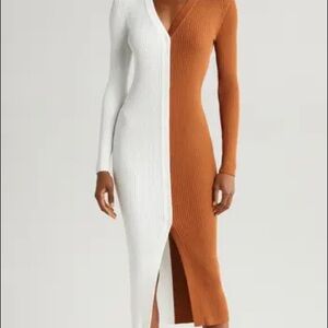 Staud White & Tan Shoko Dress